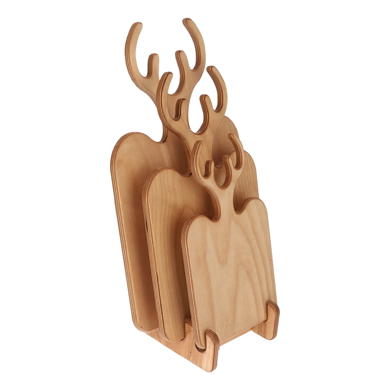 تخته سرو چوبی مدل شاخ گوزنی مجموعه 3 عددی