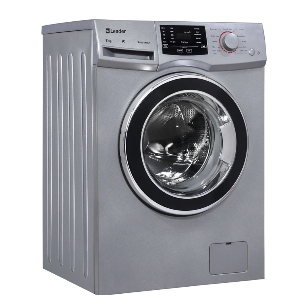 ماشین لباسشویی لیدر مدل L1200‌ ظرفیت ۷کیلوگرم درب کروم سیلور
